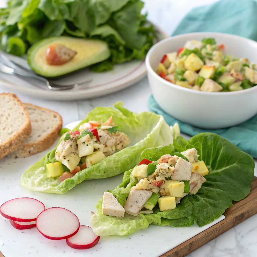 Avocado Chicken Salad Bowl – A Creamy, Nourishing Twist on Classic Chicken Salad Avocado chicken salad bowl Avocado chicken salad bowl served in lettuce wraps
