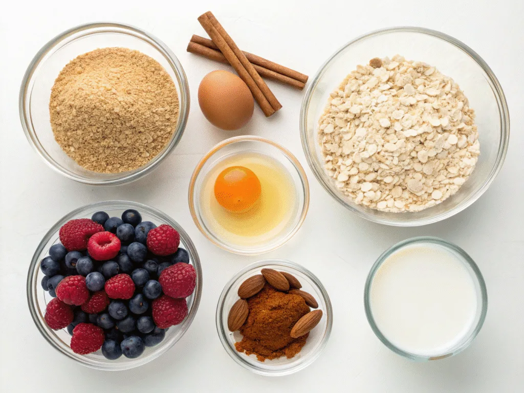 Berry‑Baked Oatmeal: Delicious Power Breakfast You Can Prep Fast Berry‑baked oatmeal berry‑baked oatmeal ingredients arranged flat lay