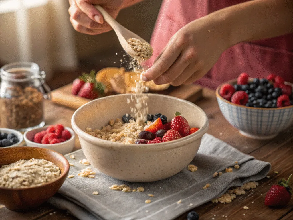 Berry‑Baked Oatmeal: Delicious Power Breakfast You Can Prep Fast Berry‑baked oatmeal mixing ingredients for berry-baked oatmeal