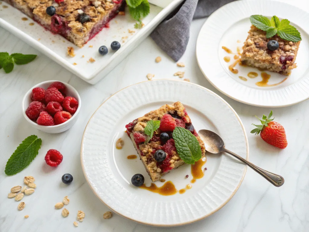 Berry‑Baked Oatmeal: Delicious Power Breakfast You Can Prep Fast Berry‑baked oatmeal plated berry-baked oatmeal with syrup